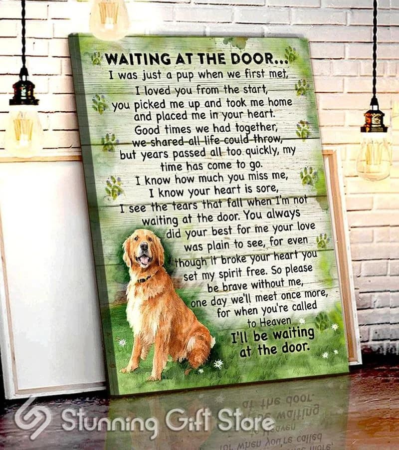 Golden Retriever Waiting At The Door Unframed / Wrapped Canvas Wall Decor Poster