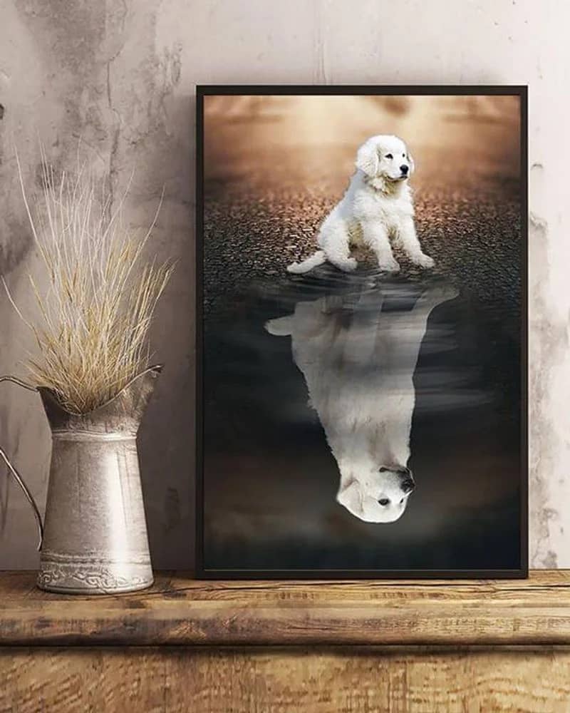 Great Pyrenees Believe In Yourself Dog Unframed , Wrapped Canvas Wall Decor - Frame Not Include Poster