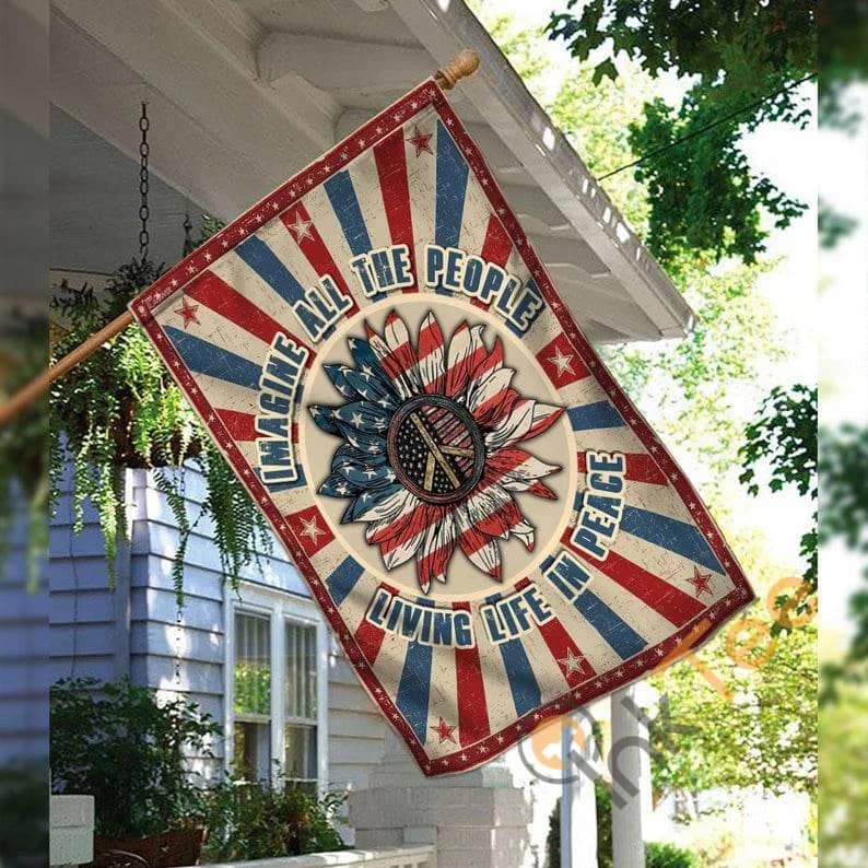 Hippie All The People Living Life In Peace Rustic Country Decor Sku 0171 House Flag
