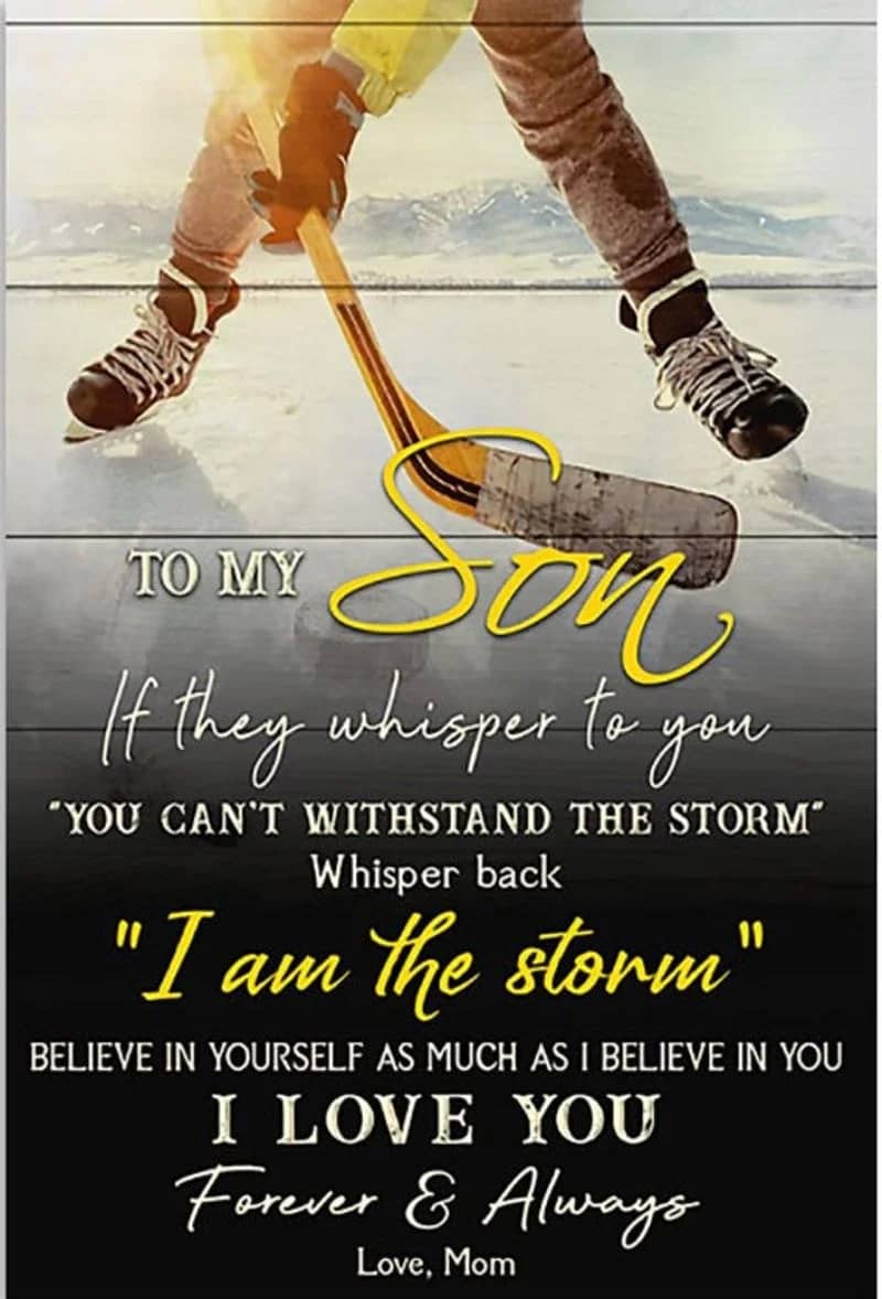 Hockey Mom To My Son I Am The Storm Vertical Unframed / Wrapped Canvas Wall Decor Poster