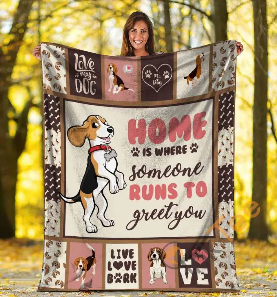 Home Is Where Someone Runs To Greet You Beagle Dog Ultra Soft Cozy Plush Fleece Blanket