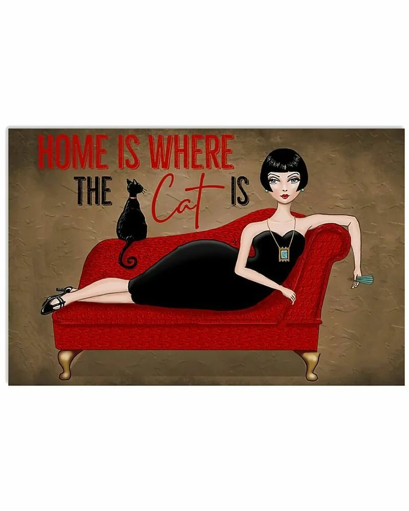 Home Is Where The Cat Is Horizontal  Wall Decor  (no Frame) Poster