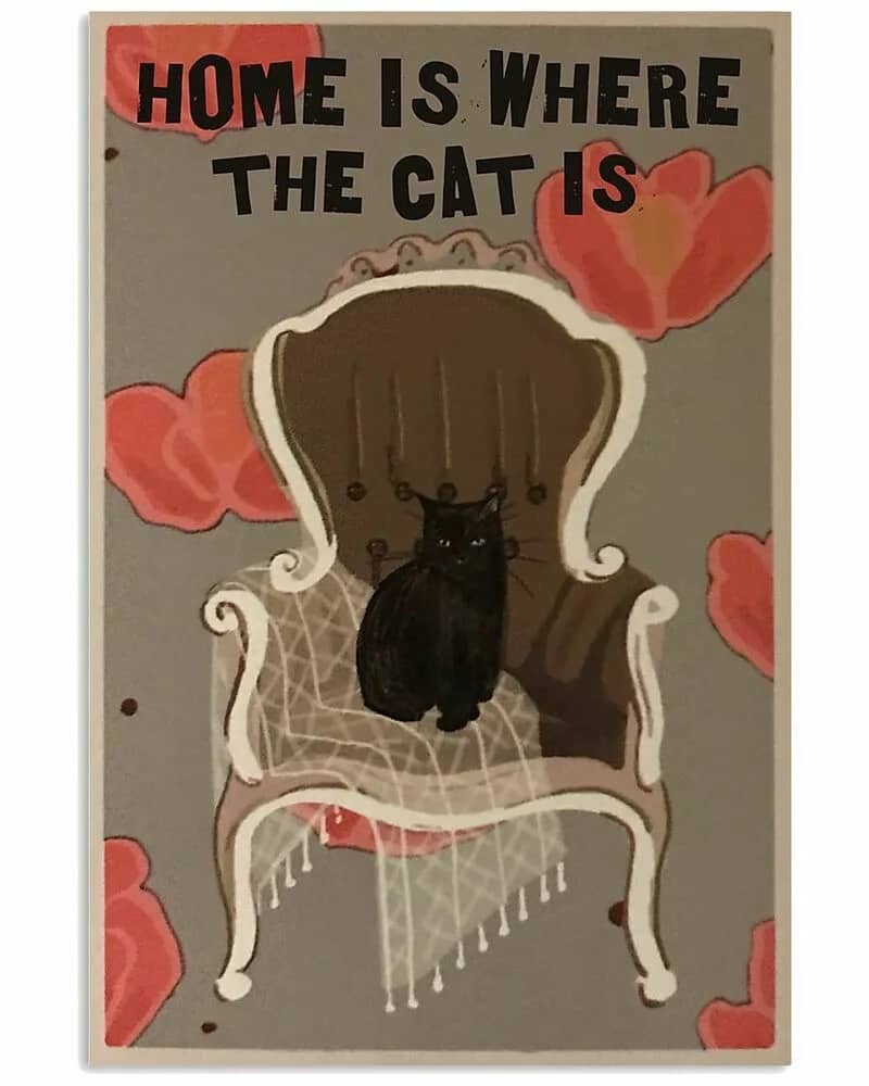 Home Is Where The Cat Is Vertical  Wall Decor  (no Frame) Poster