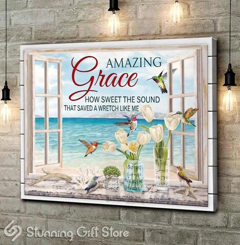 Hummingbird Amazing Grace How Sweet The Sound Unframed / Wrapped Canvas Wall Decor Poster