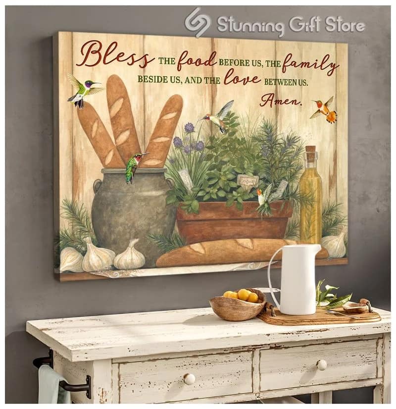 Hummingbird Baking Bless The Food Before Us Unframed / Wrapped Canvas Wall Decor Poster