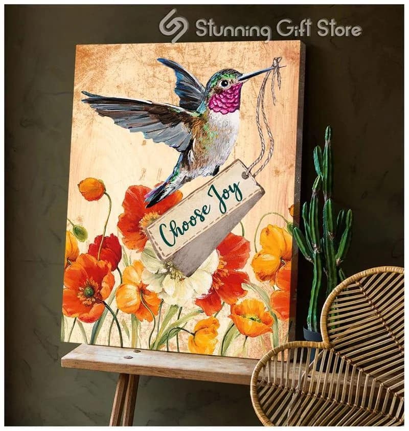 Hummingbird Choose Joy Unframed / Wrapped Canvas Wall Decor Poster