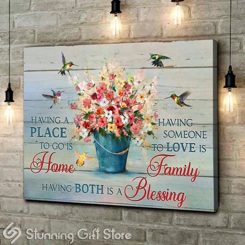 Hummingbird Having A Place To Go Is Home Blessing Unframed / Wrapped Canvas Wall Decor Poster