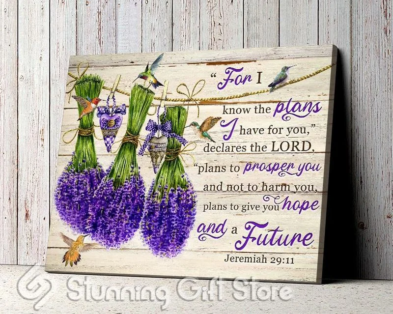 Hummingbird Lavender For I Know The Plans I Have For You Unframed / Wrapped Canvas Wall Decor Poster