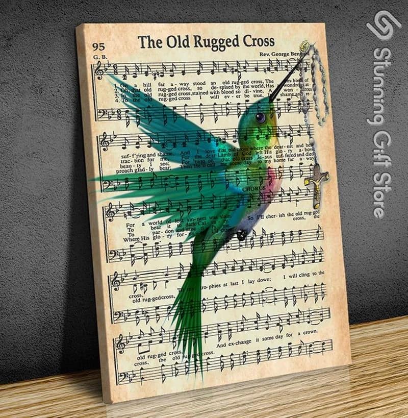 Hummingbird The Old Rugged Cross Unframed / Wrapped Canvas Wall Decor Poster