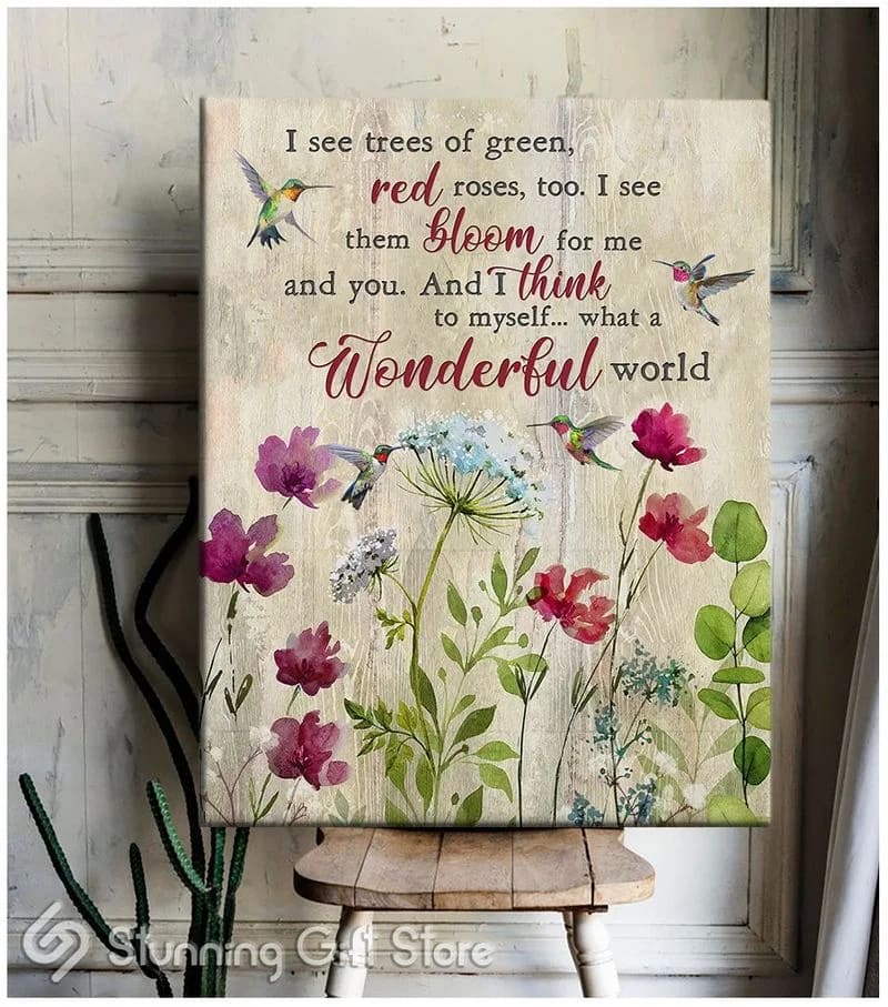 Hummingbird What A Wonderful World Unframed / Wrapped Canvas Wall Decor Poster
