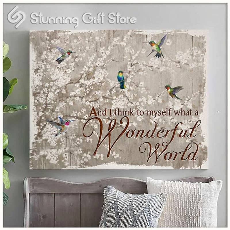 Hummingbird Wonderful World Unframed / Wrapped Canvas Wall Decor Poster