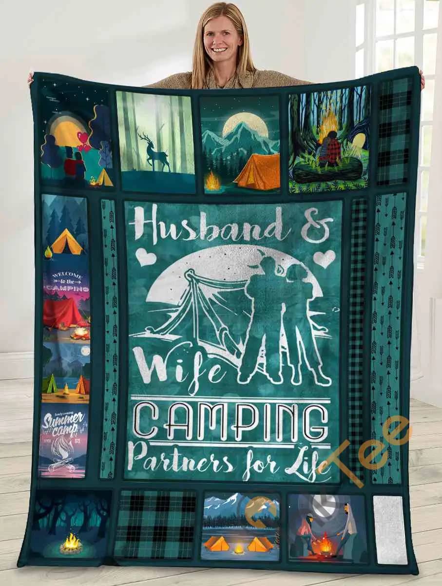 Husband And Wife Camping Partners For Life Camping Hiking Outdoor Ultra Soft Cozy Plush Fleece Blanket