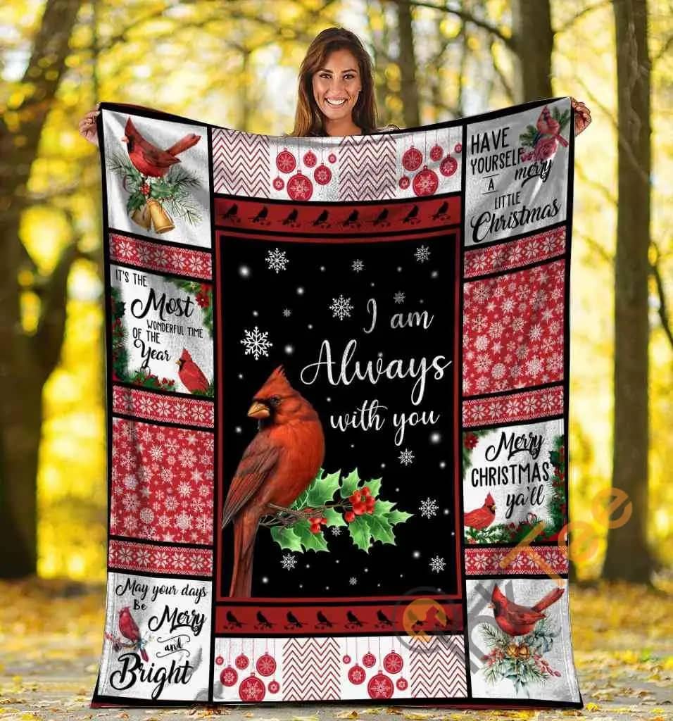 I Am Always With You Christmas Xmas Red Cardinal Bird Ultra Soft Cozy Plush Fleece Blanket