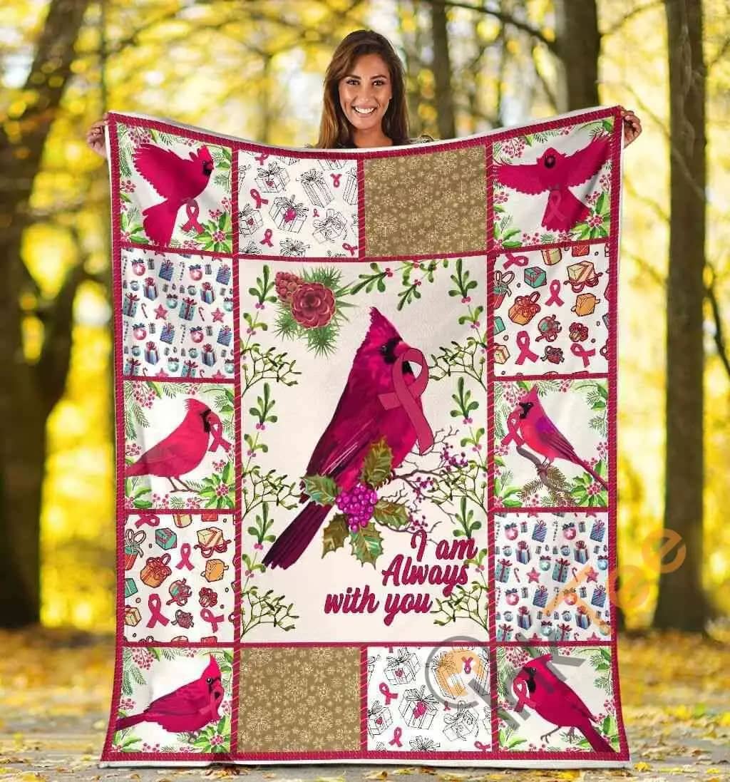 I Am Always With You Red Cardinal Breast Cancer Ultra Soft Cozy Plush Fleece Blanket