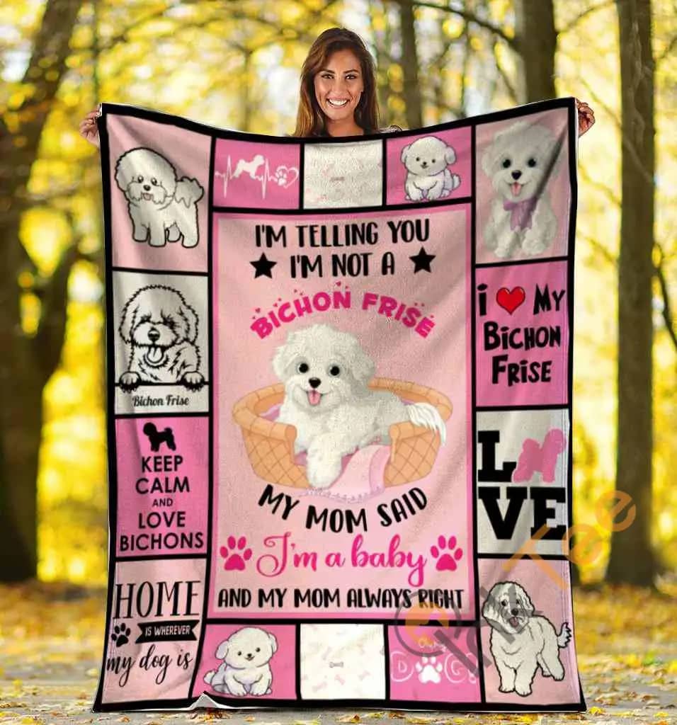 I'm Telling You I'm Not A Bichon Frise Dog Pink Ultra Soft Cozy Plush Fleece Blanket