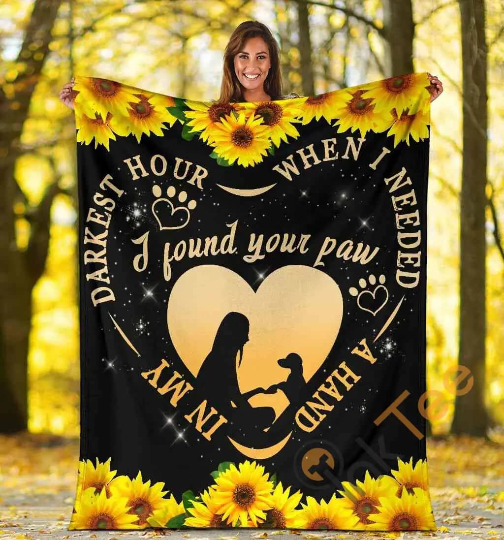 In My Darkest Hour I Found Your Paw Dachshund Sunflower Ultra Soft Cozy Plush Fleece Blanket