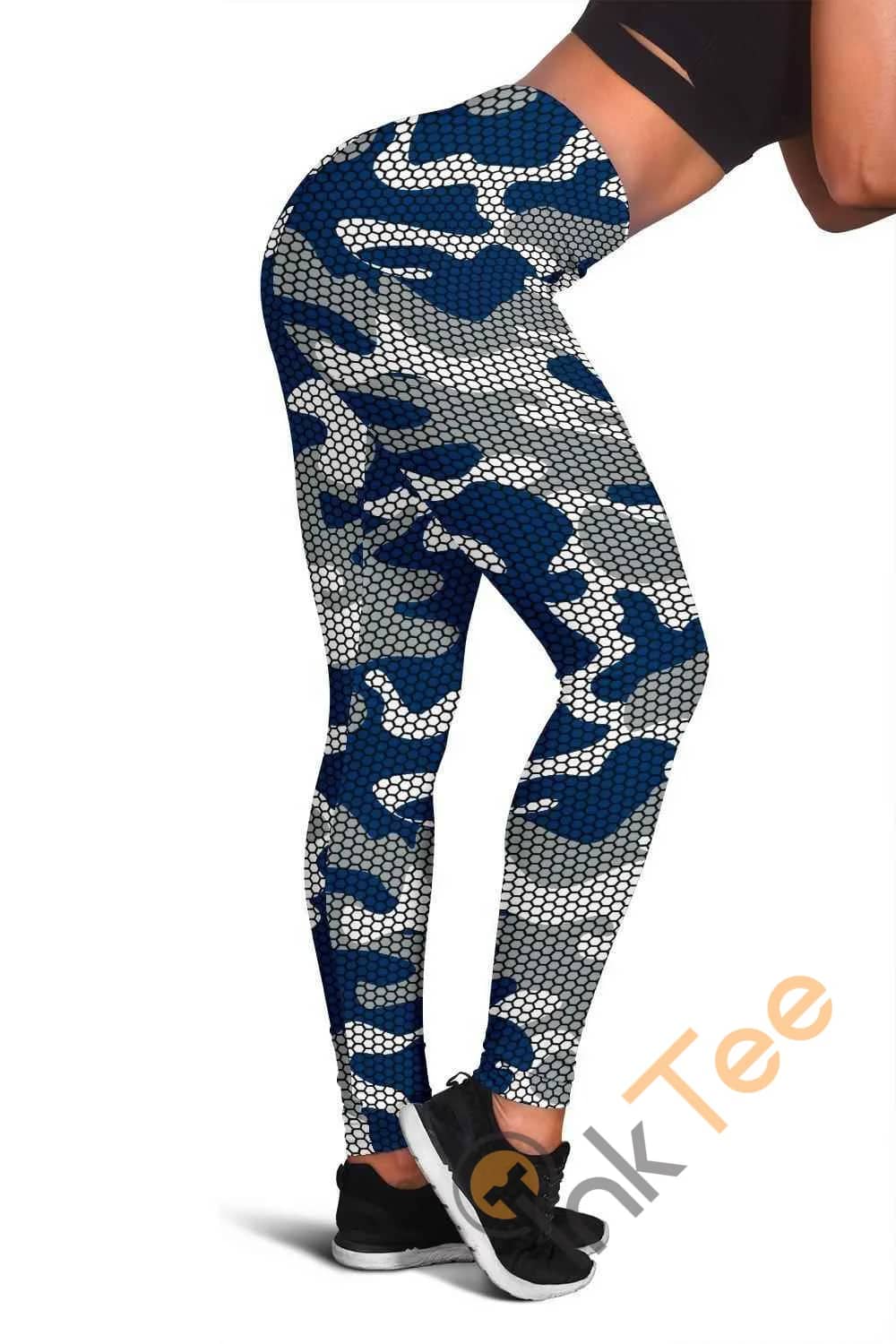 Indianapolis Colts Inspired Hex Camo 3D All Over Print For Yoga Fitness Fashion Women's Leggings