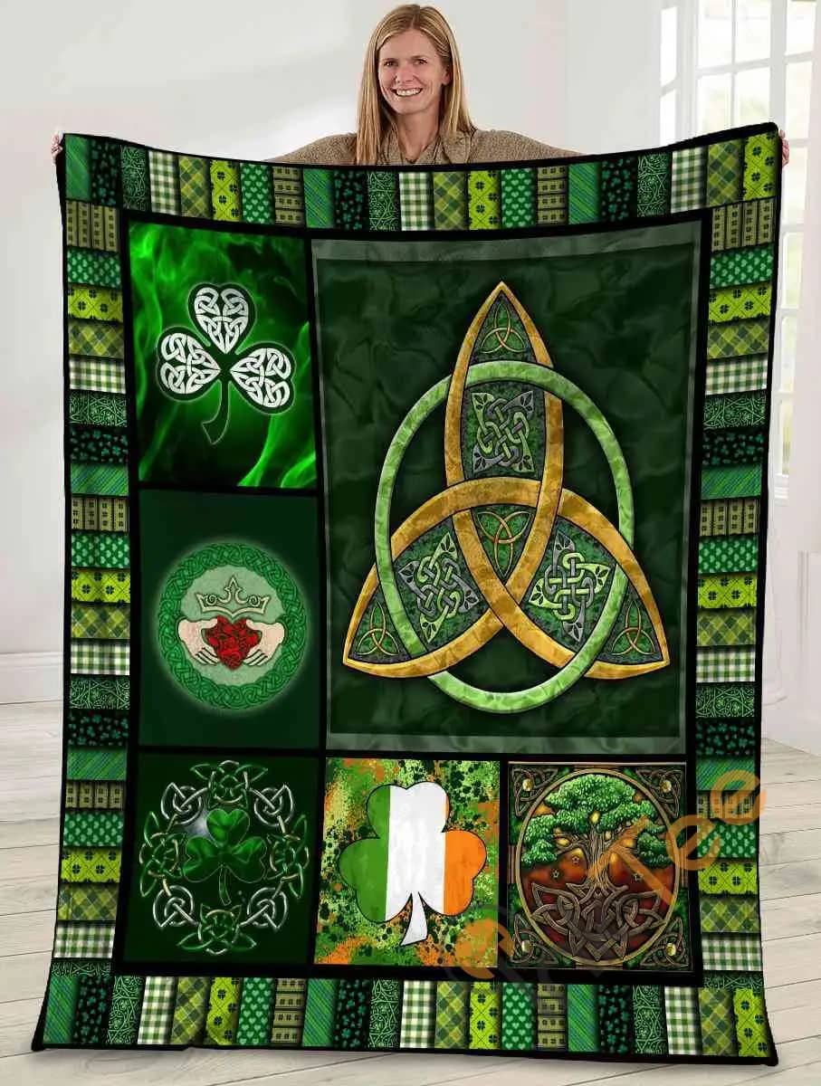 Irish Triple Knot Symbol Irish Clover Irish Flag Tree Ultra Soft Cozy Plush Fleece Blanket