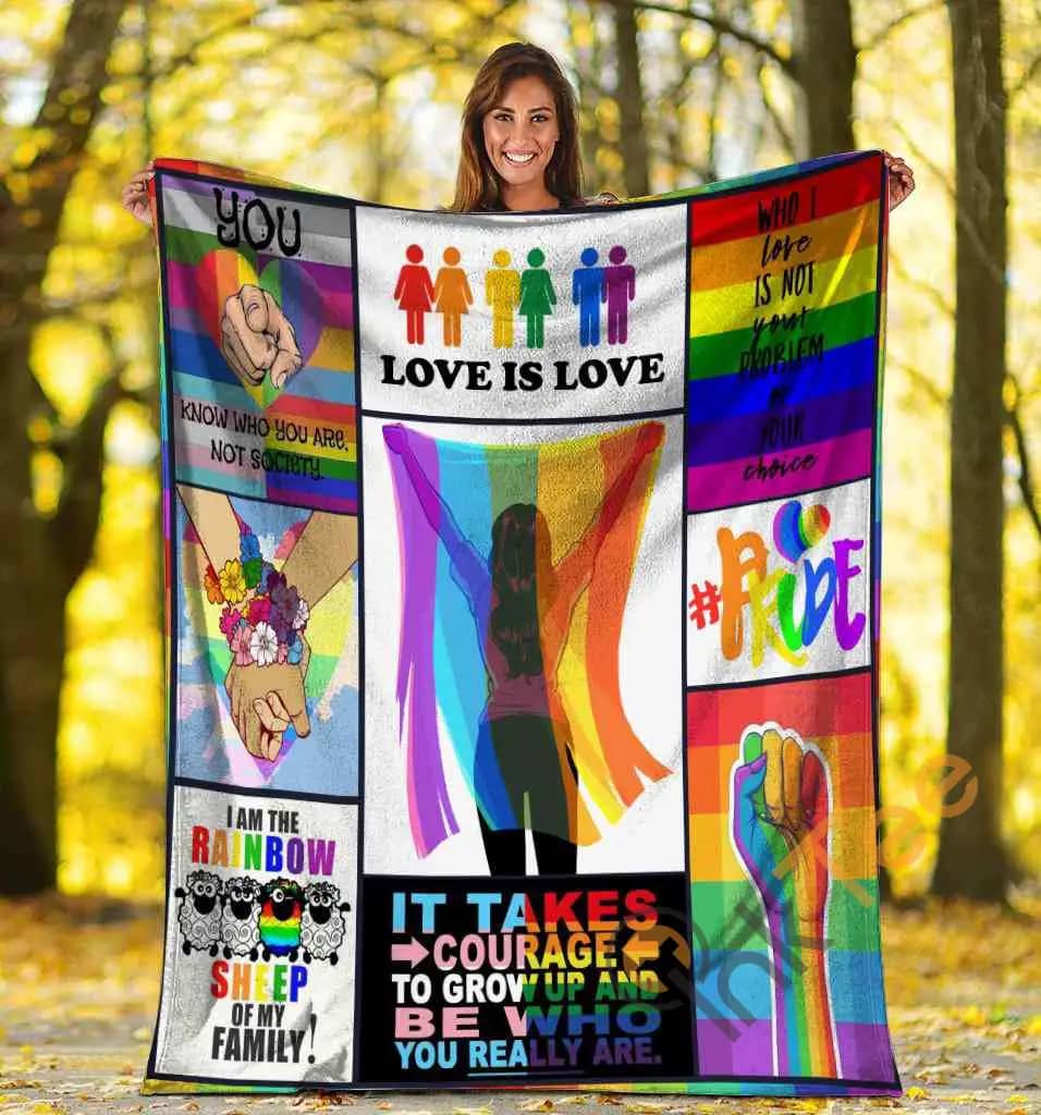 It Takes Courage To Grow Up Lgbt Pride Human Awareness Gift Ultra Soft Cozy Plush Fleece Blanket