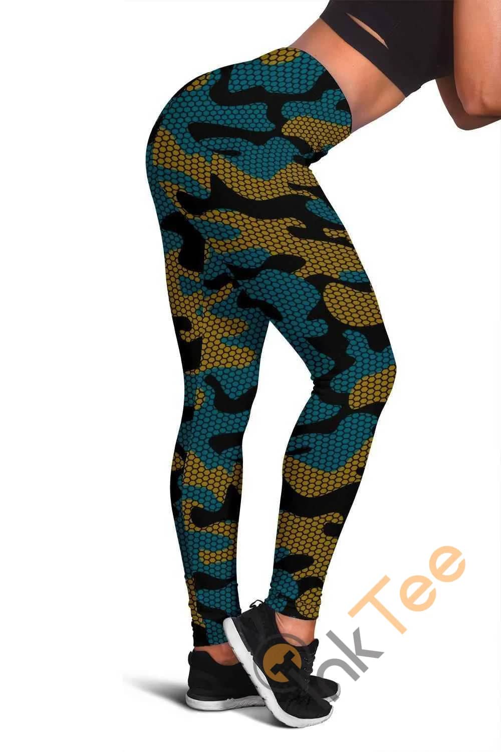 Jacksonville Jaguars Inspired Hex Camo 3D All Over Print For Yoga Fitness Fashion Women's Leggings