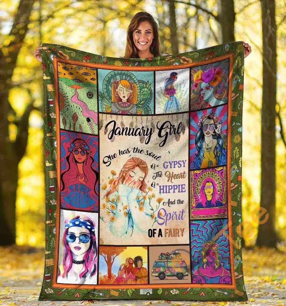 January Girl She Has A Soul Of A Gypsy Hippie Ultra Soft Cozy Plush Fleece Blanket