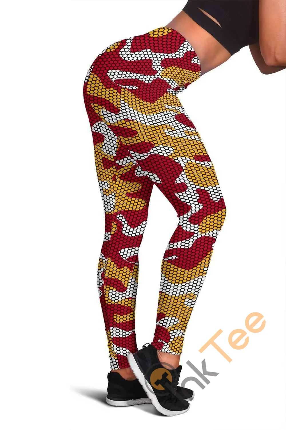 Kansas City Chiefs Inspired Hex Camo 3D All Over Print For Yoga Fitness Fashion Women'S Leggings