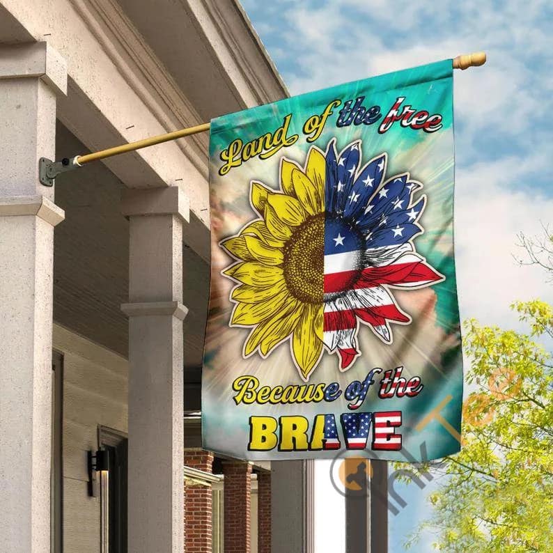 Land Of The Free Because Brave Sunflower American Hippie Double Sided Outdoor Yard Decor House Flag