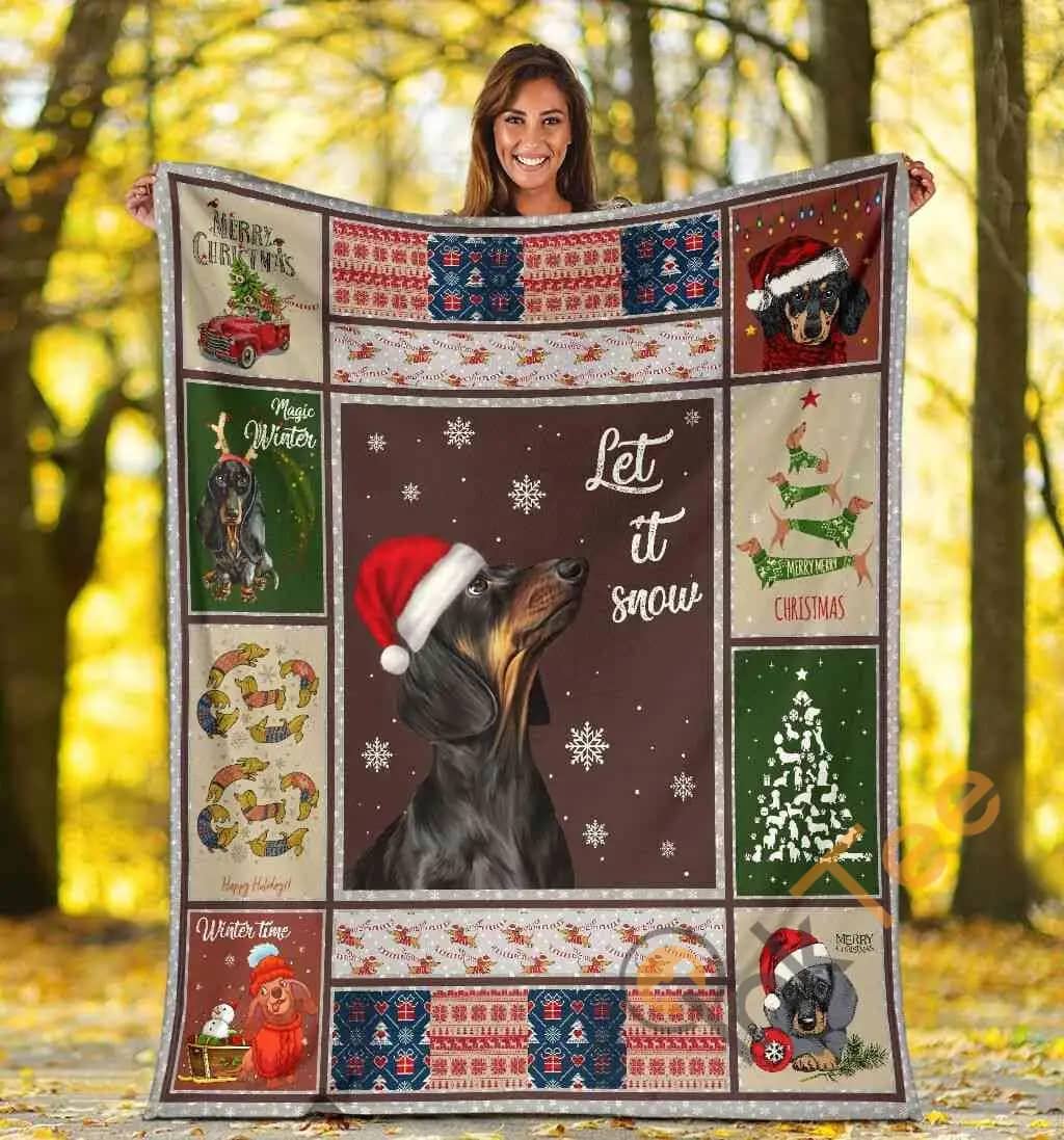 Let It Snow Dachshund Doxie Wiener Dog Christmas Xmas Ultra Soft Cozy Plush Fleece Blanket