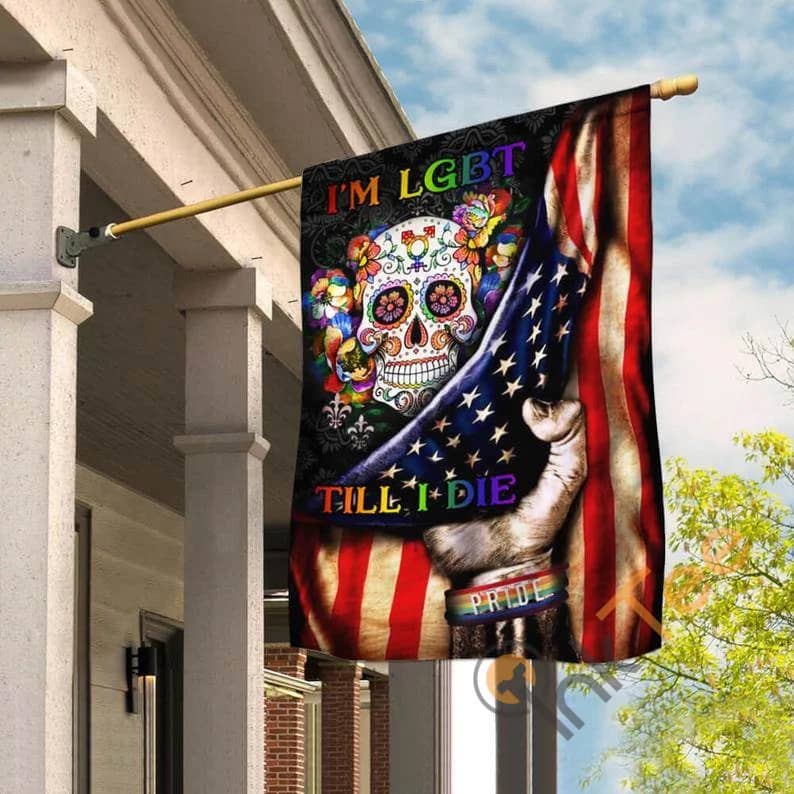 Lgbtq Love Is Wins Pride Month Rainbow Lgbt Till I Die Skull Outdoor Decor House Flag