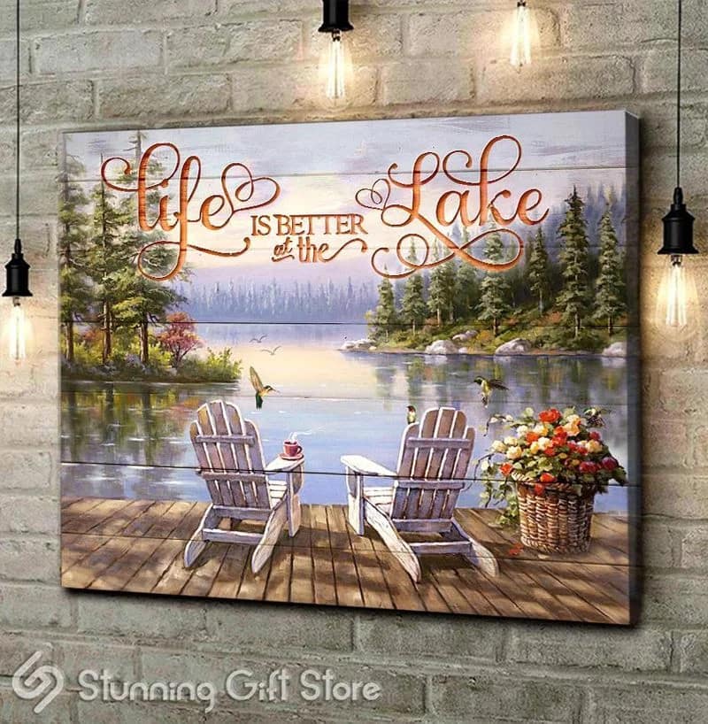 Life Is Better At The Lake Unframed / Wrapped Canvas Wall Decor Poster
