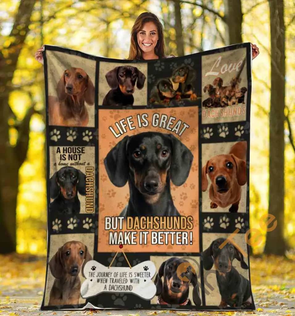 Life Is Great But Dachshunds Make It Better Dachshund Doxie Wiener Dog Ultra Soft Cozy Plush Fleece Blanket