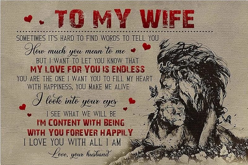 Lion  To My Wife I See What We Will Be I'M Content With Being You Forever Happily I Love You With All I Am Love Your Husband Unframed , Wrapped Frame Canvas Wall Decor Poster