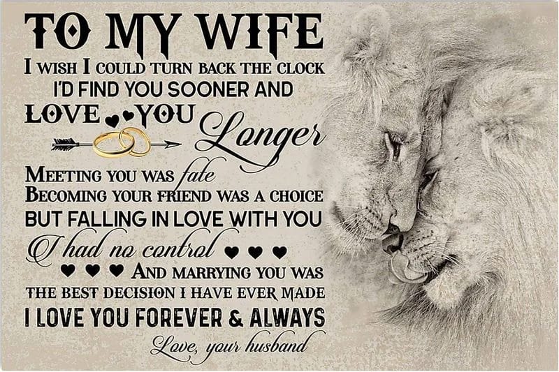 Lion  To My Wife No Confrol Marrying You Was The Best Decision I Have Ever Made I Love You Forever &Amp; Always Love Your Husband Unframed , Wrapped Frame Canvas Wall Decor Poster