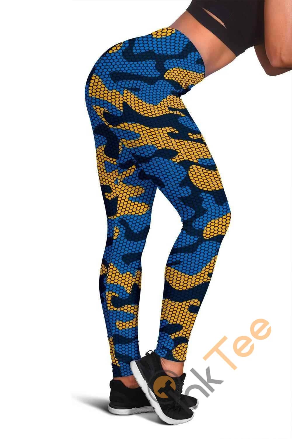 Los Angeles Chargers Inspired Hex Camo 3D All Over Print For Yoga Fitness Fashion Women's Leggings