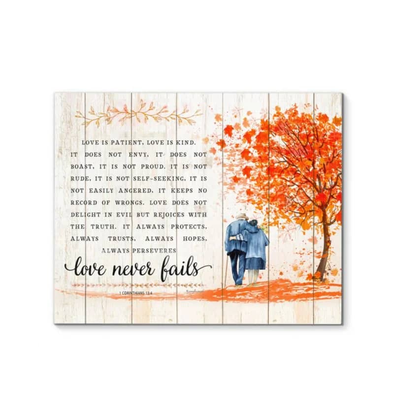 Love Never Fails Love Is Patient Unframed Satin Paper , Wrapped Frame Canvas Wall Decor Poster