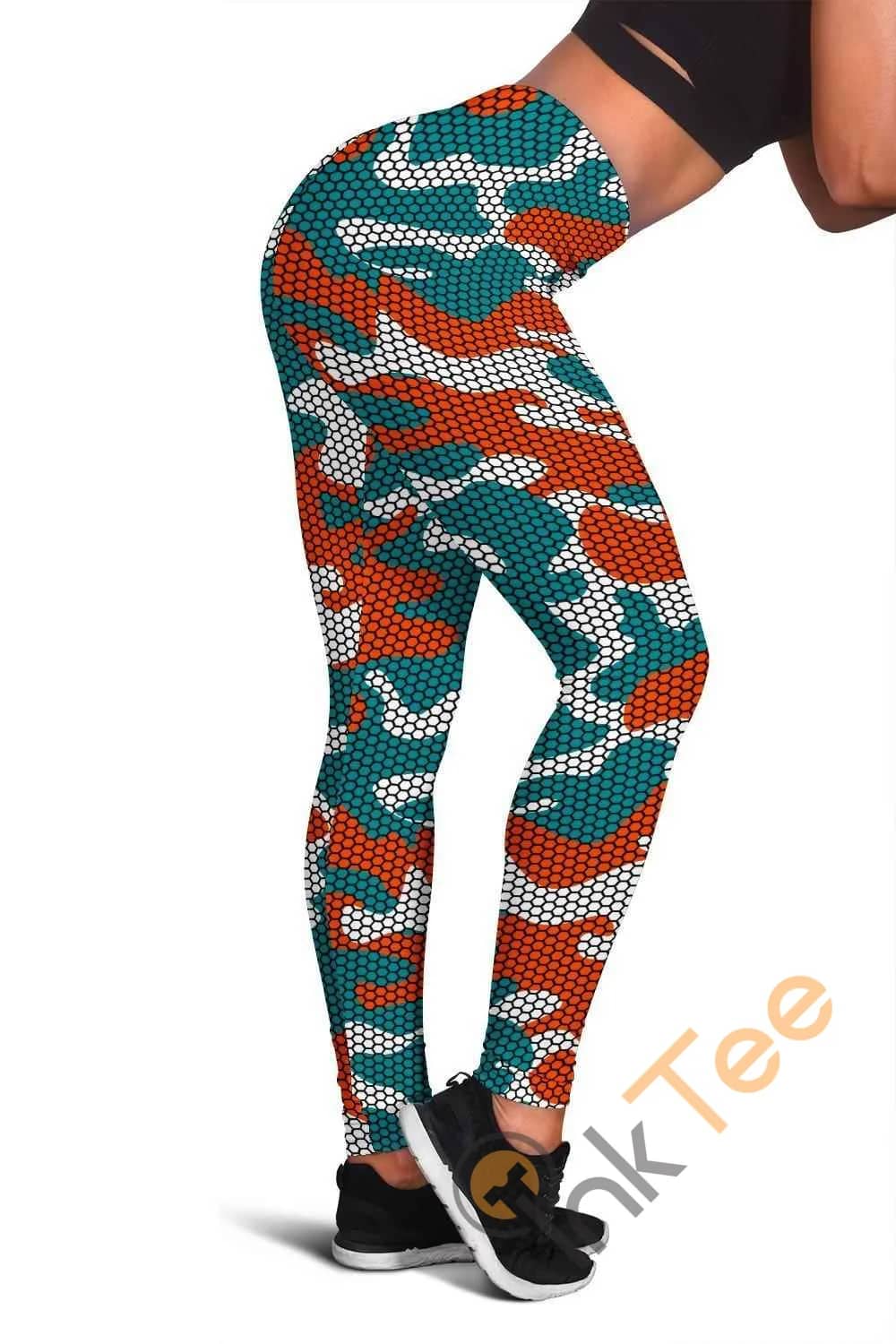 Miami Dolphins Inspired Hex Camo 3D All Over Print For Yoga Fitness Fashion Women's Leggings