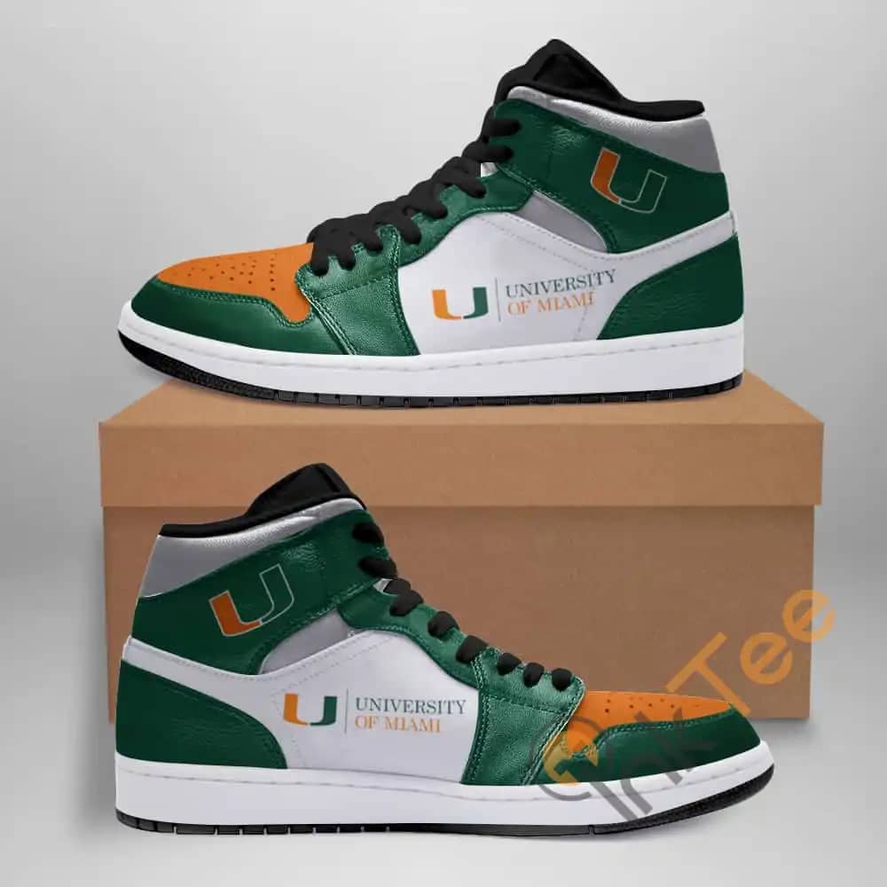 Miami Hurricanes American Football Custom Air Jordan Shoes