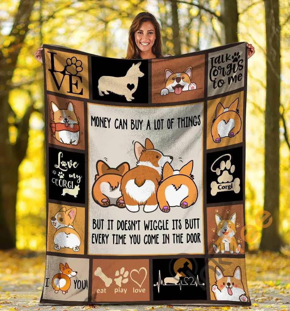 Money Can Buy A Lot Of Things Corgi Dog Corgi Butt Ultra Soft Cozy Plush Fleece Blanket