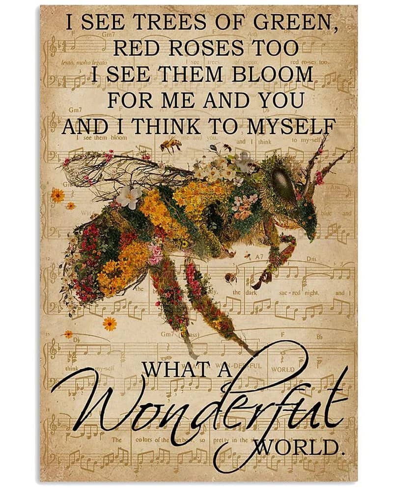 Music Sheet And I Think Bee Unframed , Wrapped Canvas Wall Decor - Frame Not Include Poster