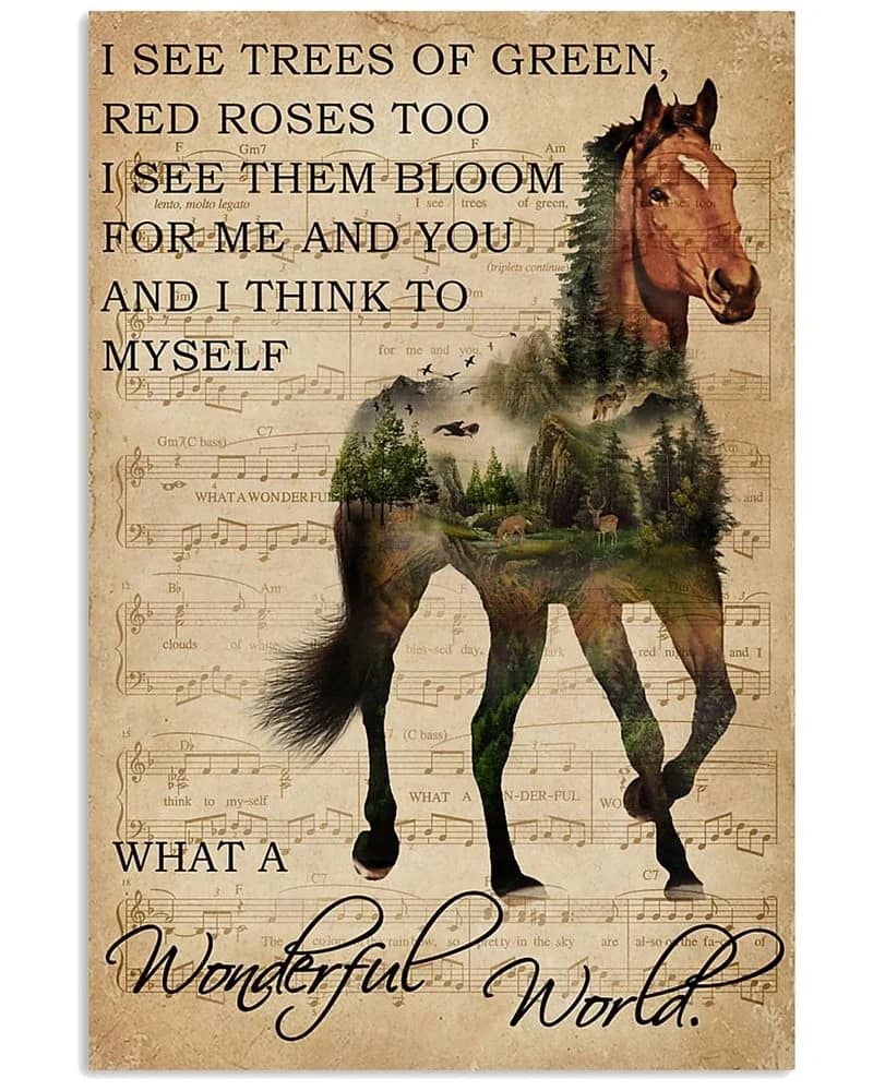 Music Sheet And I Think Horse Unframed , Wrapped Canvas Wall Decor - Frame Not Include Poster