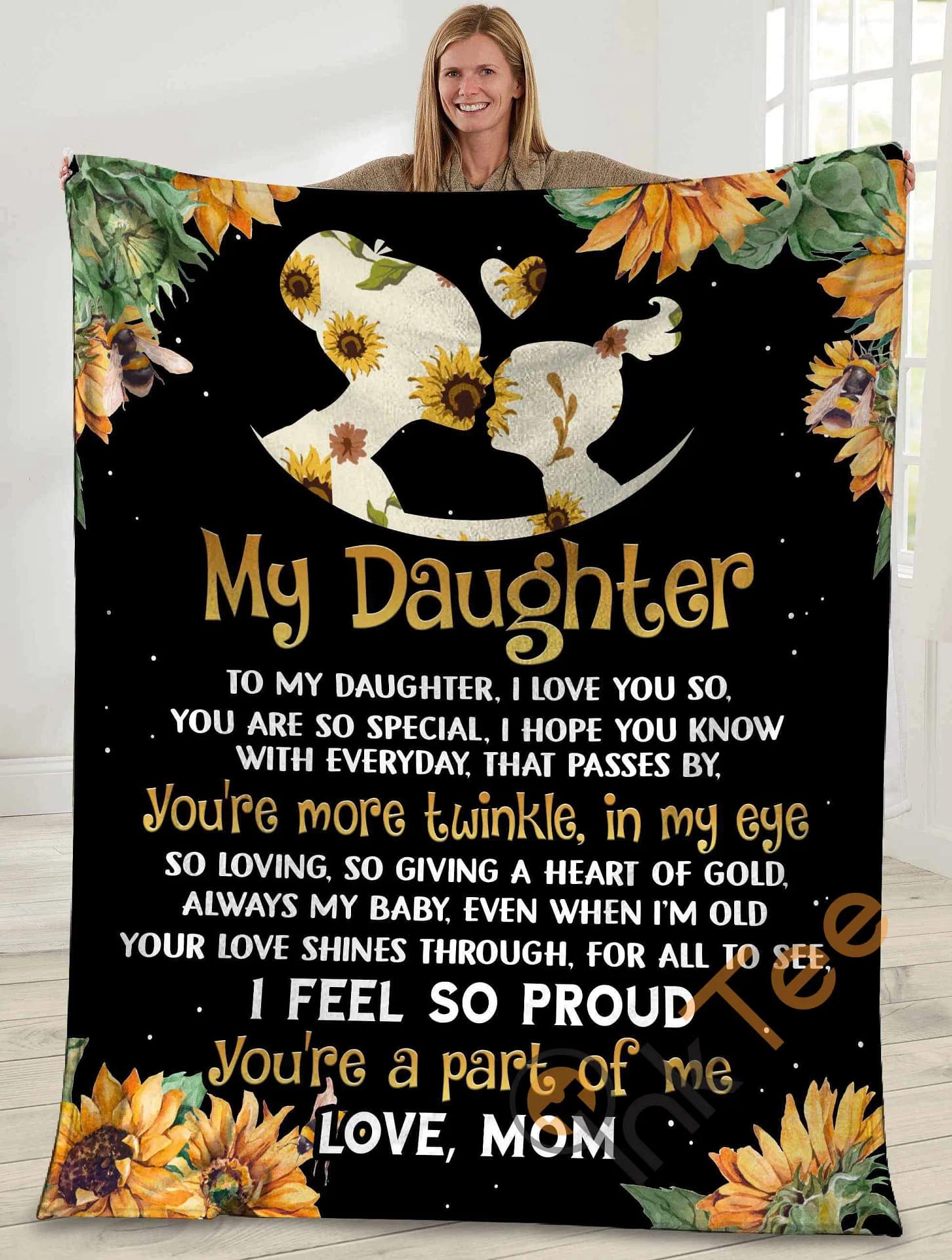 My Daughter To My Daughter I Love You So Mom And Daughter Sunflower Hippie Ultra Soft Cozy Plush Fleece Blanket