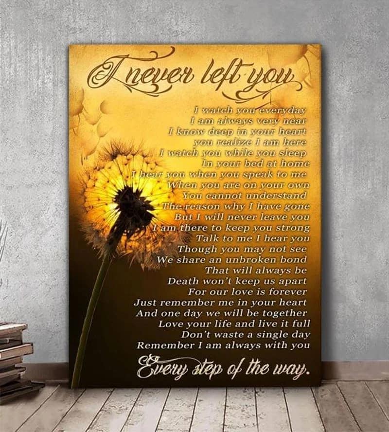 My Love In Heaven , I Never Left You Unframed Satin Paper , Wrapped Frame Canvas Wall Decor Poster