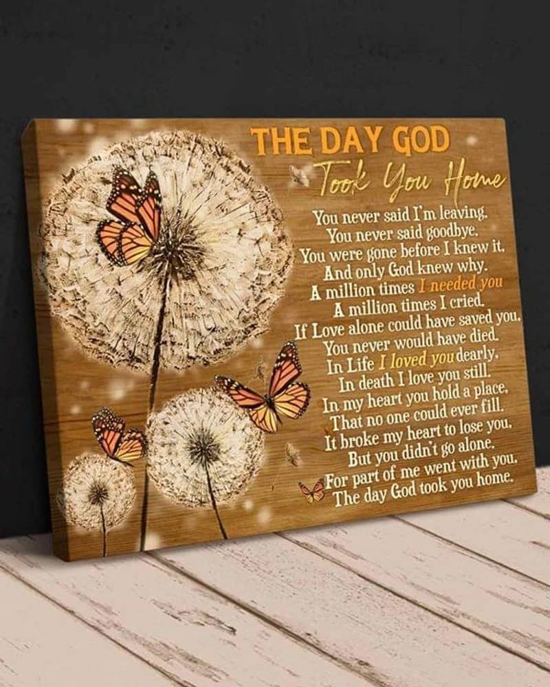 My Love In Heaven , The Day God Took You Home Unframed Satin Paper , Wrapped Frame Canvas Wall Decor Poster