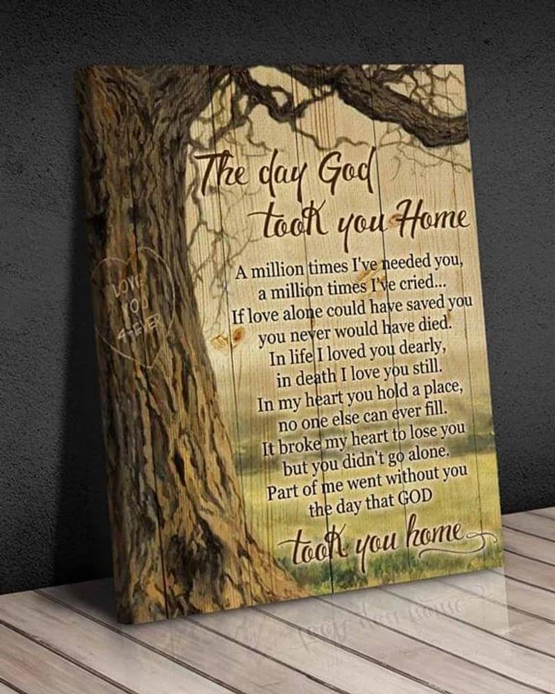 My Love In Heaven , Tree The Day God Took You Home Unframed Satin Paper , Wrapped Frame Canvas Wall Decor Poster