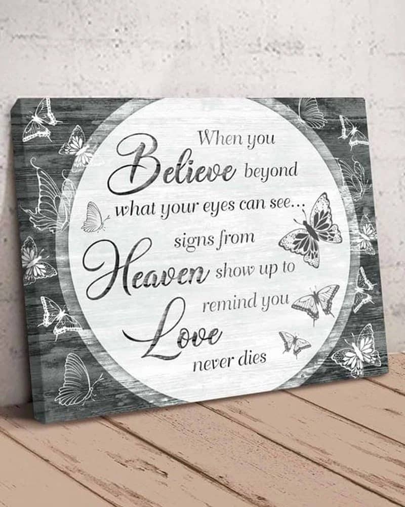 My Love In Heaven, Sign From Heaven Butterflies Unframed Satin Paper , Wrapped Frame Canvas Wall Decor Poster