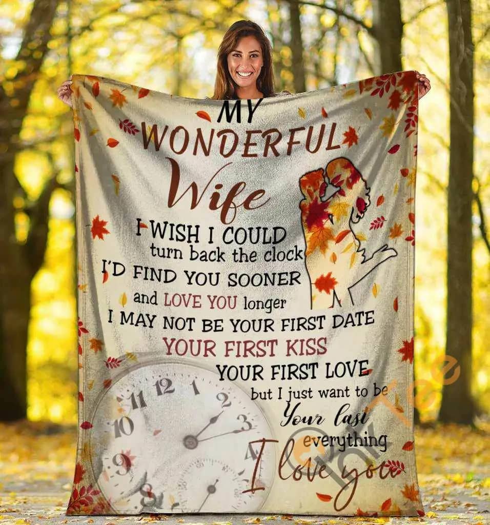 My Wonderful Wife Husband And Wife Autumn Maple Leaf Ultra Soft Cozy Plush Fleece Blanket