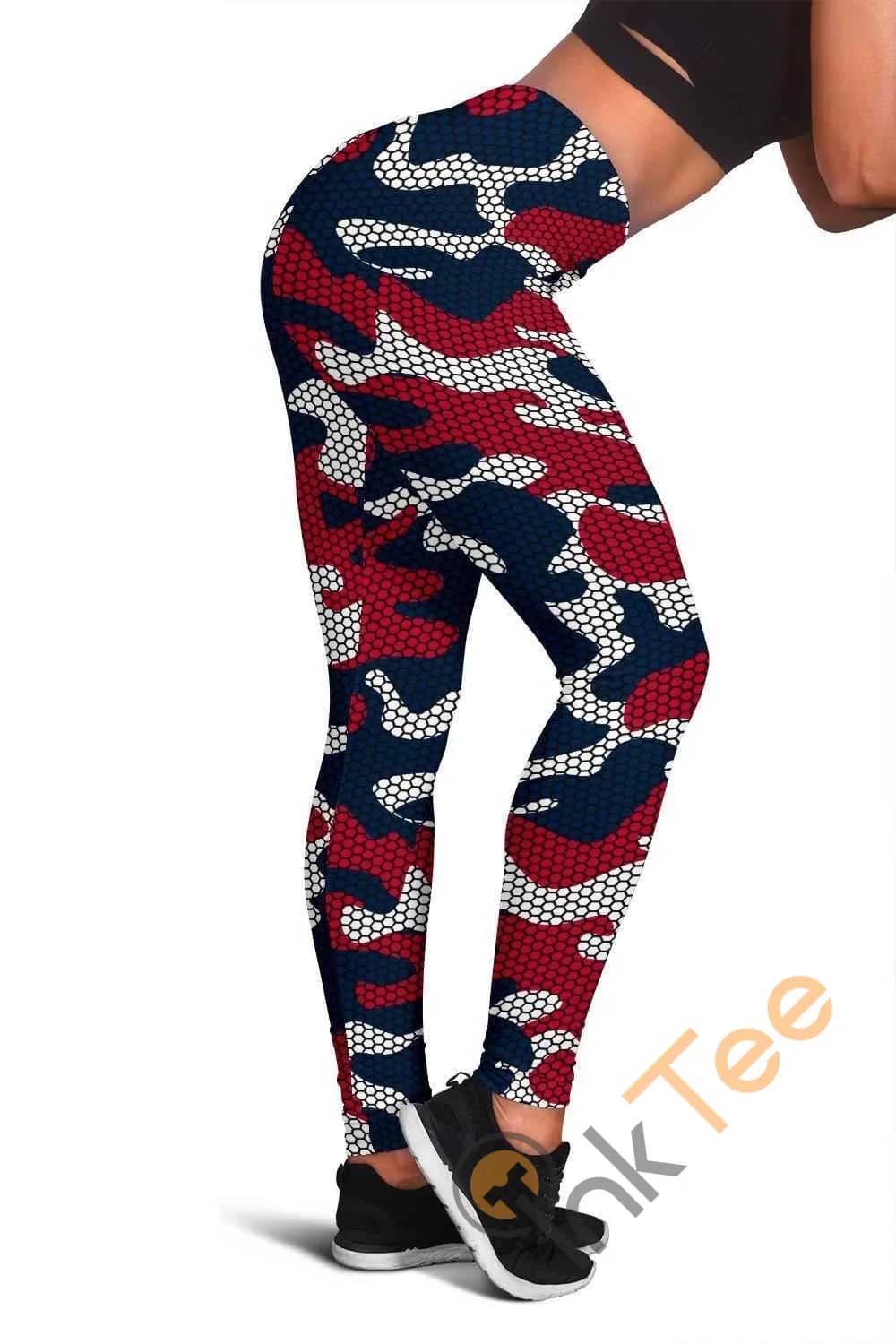 New England Patriots Inspired Hex Camo 3D All Over Print For Yoga Fitness Fashion Women's Leggings