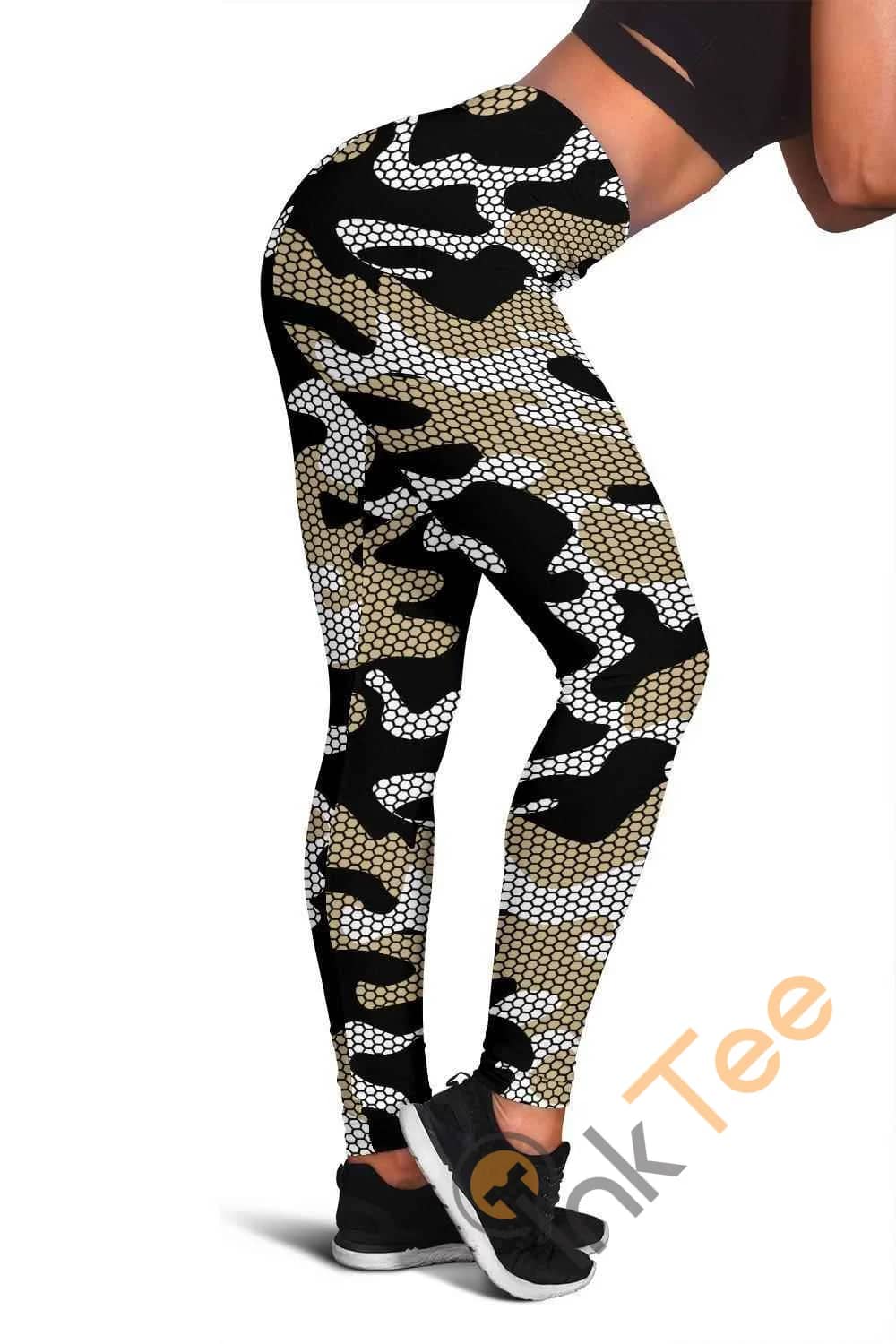 New Orleans Saints Inspired Hex Camo 3D All Over Print For Yoga Fitness Fashion Women's Leggings