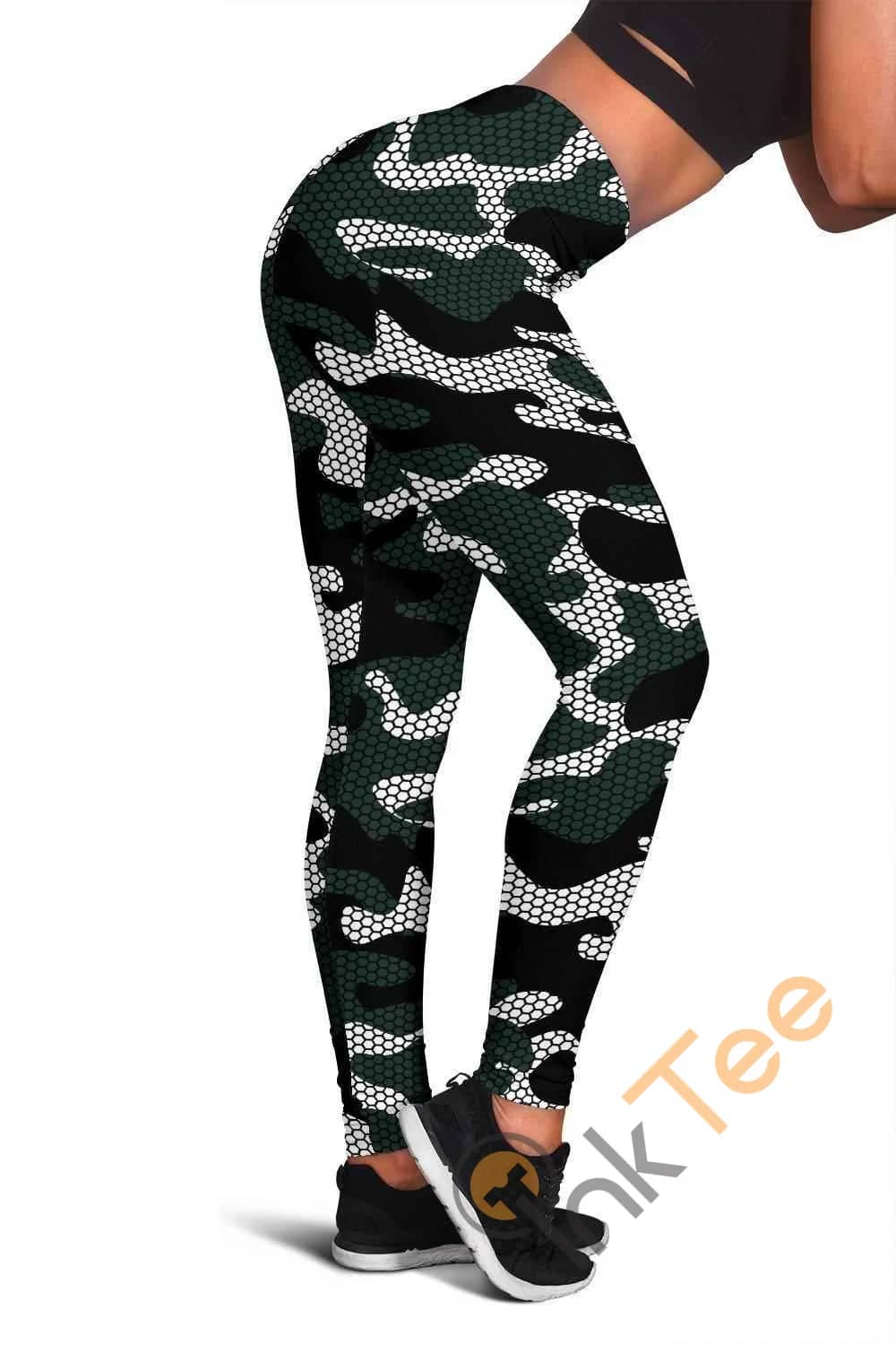 New York Jets Inspired Hex Camo 3D All Over Print For Yoga Fitness Fashion Women's Leggings
