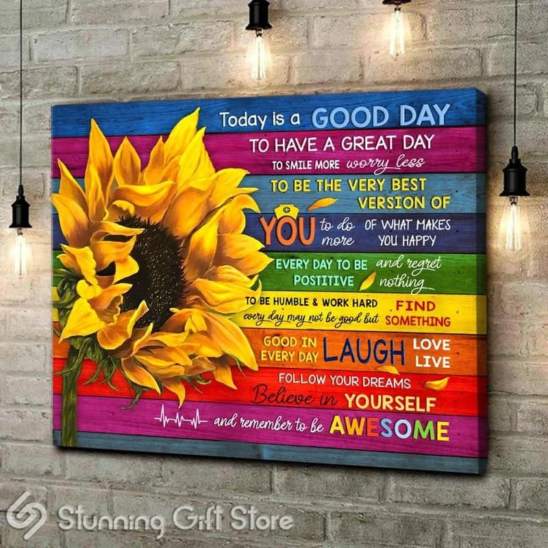 Nurse Sunflower Today Is A Remember To Be Awesome Unframed / Wrapped Canvas Wall Decor Poster